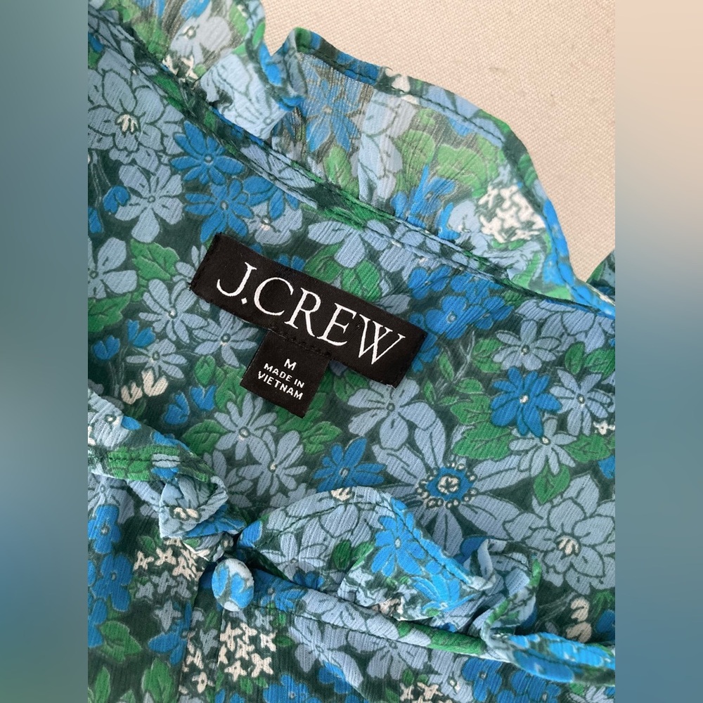 J.Crew Ruffle-Trim Short-Sleeve Top in Hyacinth Fields Size M - Picture 8 of 9